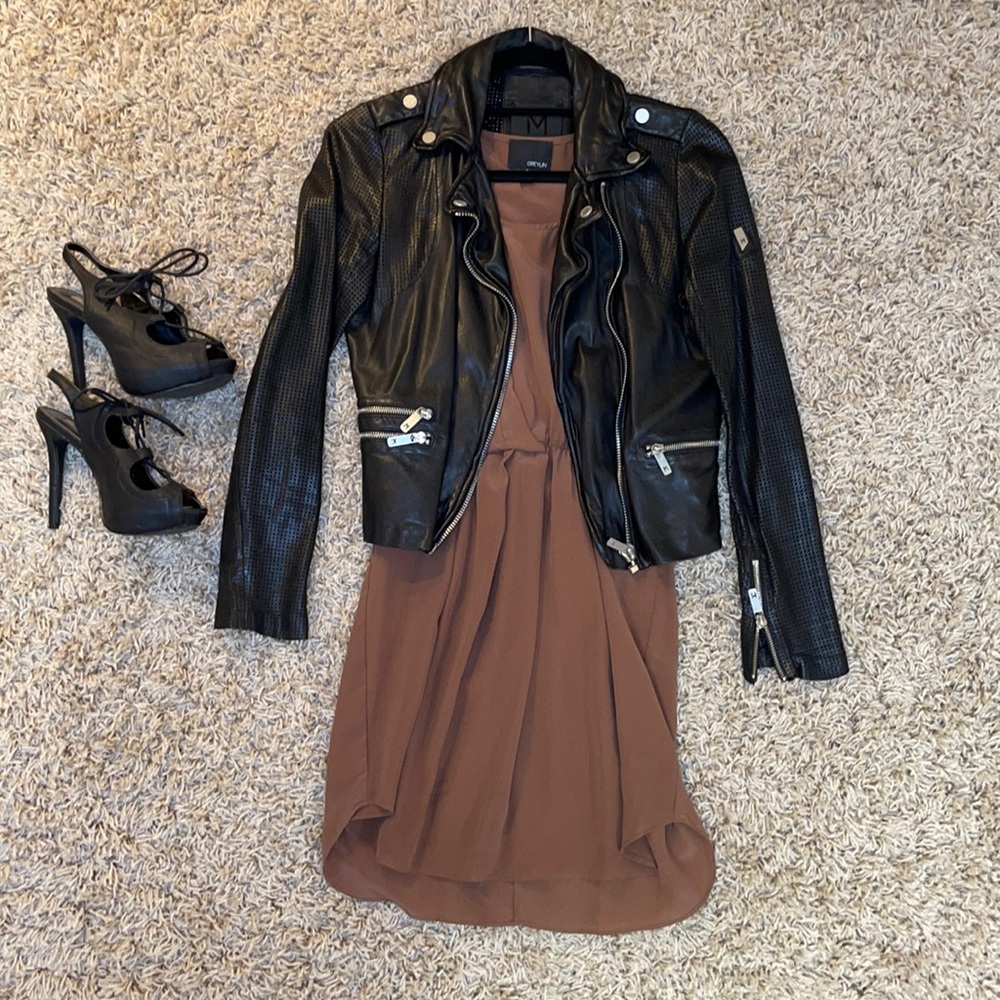GREYLIN SILK BROWN SHORT DRESS Size S